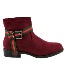Maroon Wildlederstiefel am Pfosten mit Schnalle 6119 rot