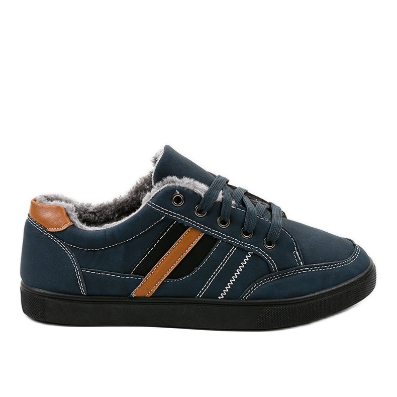 Marineblaue Herren-Sneaker mit Fell E753M-2 navy blau