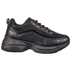 SHELOVET Glänzende Sportschuhe schwarz