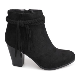 Wildleder Booties On a Bar Fringes B324 Schwarz