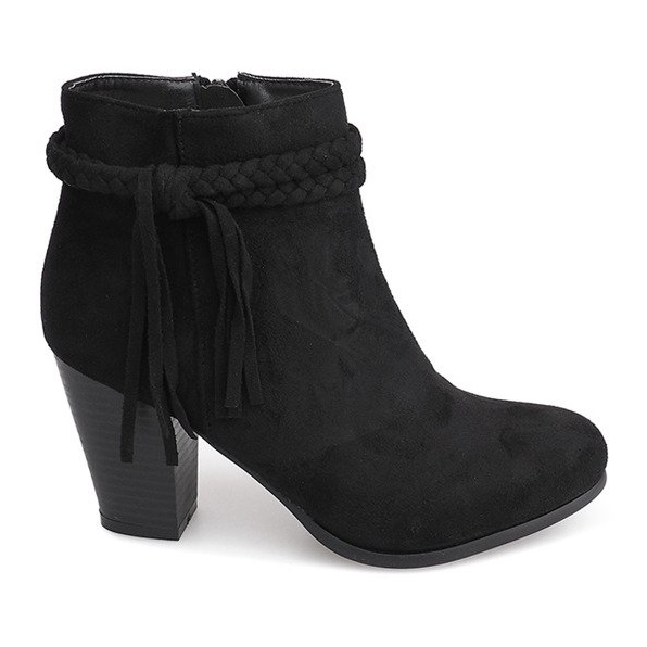 Wildleder Booties On a Bar Fringes B324 Schwarz