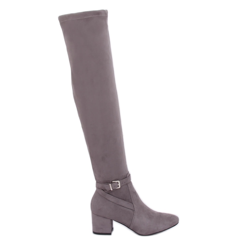 Overknee-Stiefel mit niedrigem Absatz grau YL-151 Grey