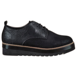 SHELOVET Schuhe auf der Plattform mit Schlangenmuster schwarz