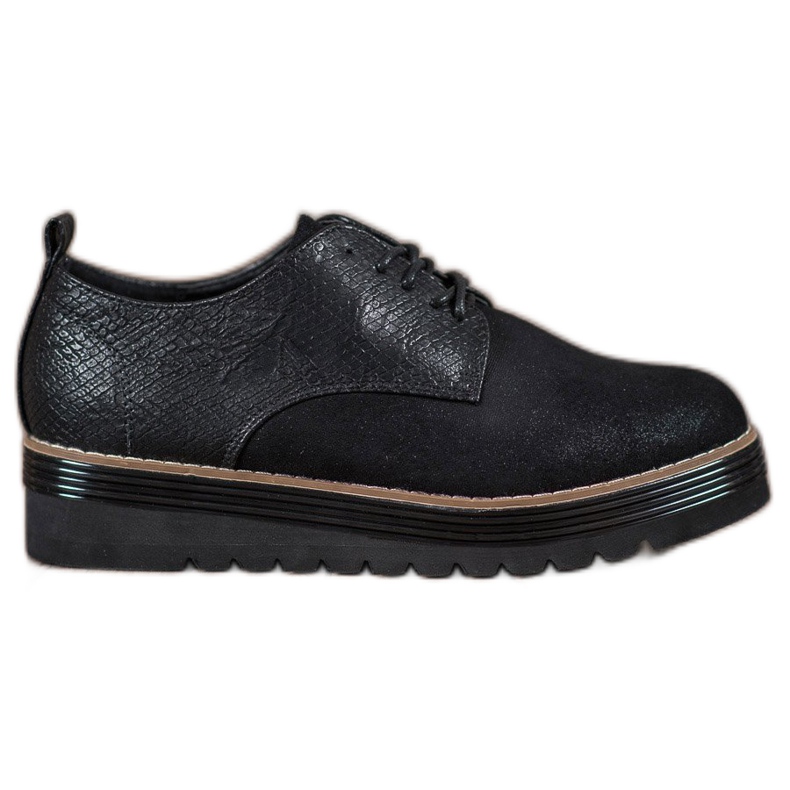 SHELOVET Schuhe auf der Plattform mit Schlangenmuster schwarz