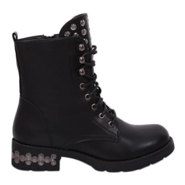 Schwarze Stiefel mit Nieten KL-599 Black