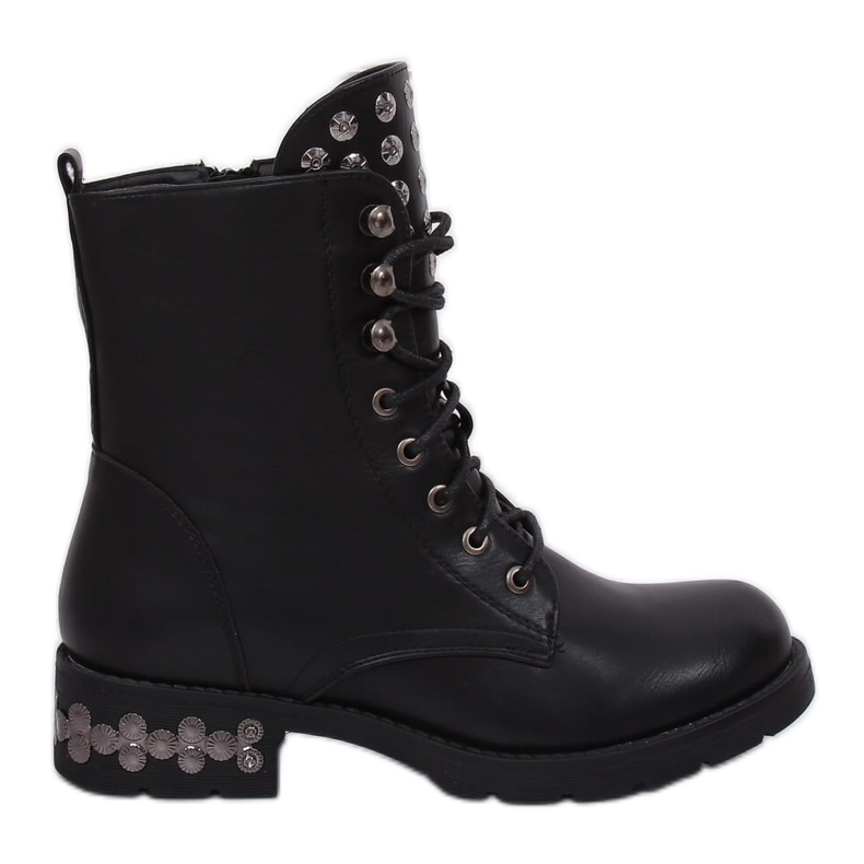 Schwarze Stiefel mit Nieten KL-599 Black