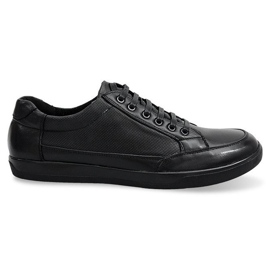 Schnürschuhe aus Leder LJ19 Schwarz