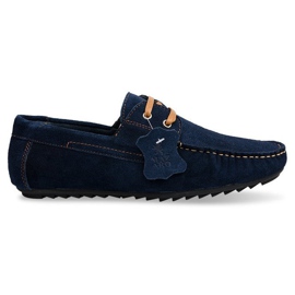 Leder-Loafer zum Schnüren SH57 Marineblau