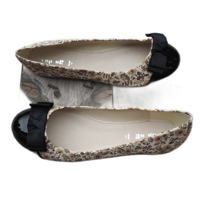 Ballerinas mit Schleife 6148 Khaki braun schwarz