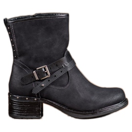 SHELOVET Hohe Stiefel mit Schnalle schwarz