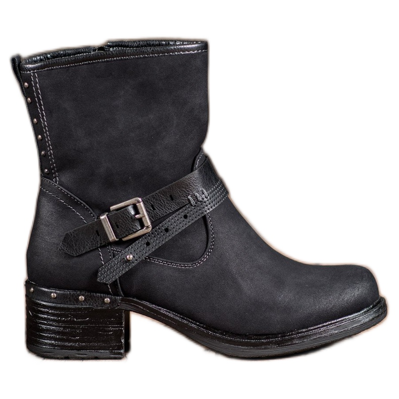 SHELOVET Hohe Stiefel mit Schnalle schwarz