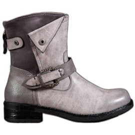 Super Me Stiefel mit dekorativer Schnalle grau