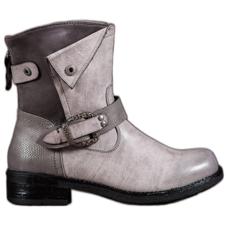 Super Me Stiefel mit dekorativer Schnalle grau