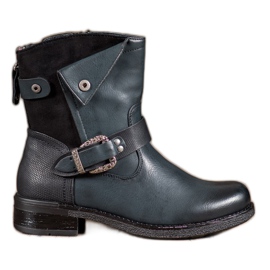 Super Me Stiefel mit dekorativer Schnalle schwarz mehrfarbig grün