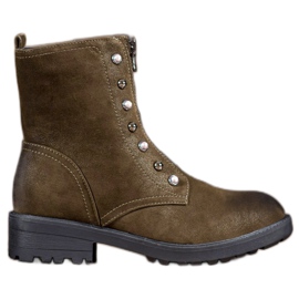 S. BARSKI Hohe Stiefel mit Perlen grün