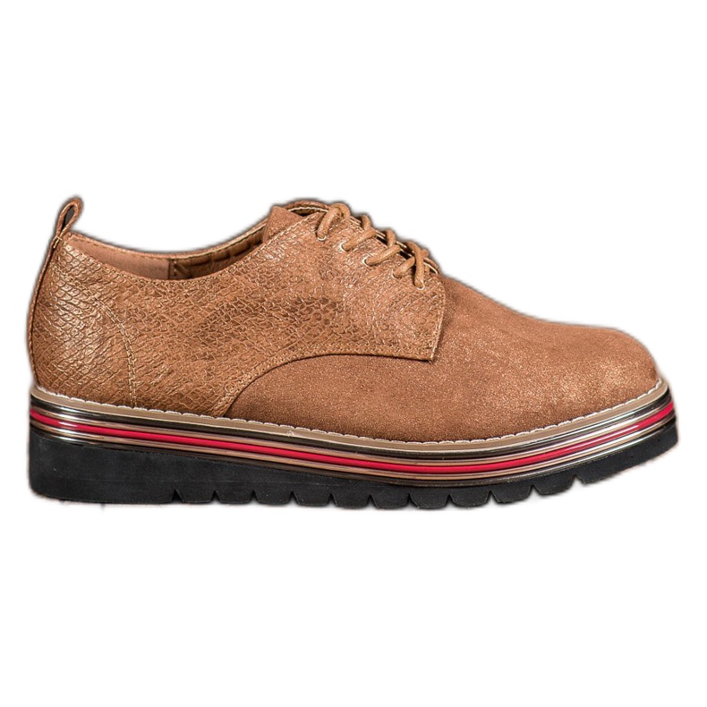 SHELOVET Schuhe auf der Plattform mit Schlangenmuster braun