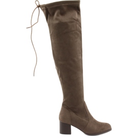 M.Daszyński Overknee-Stiefel aus Wildleder braun