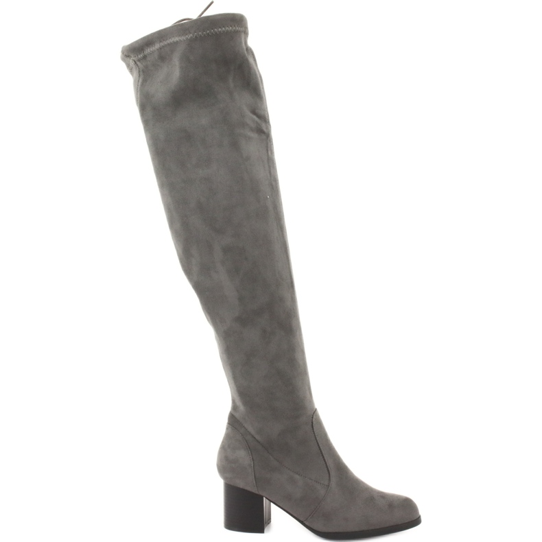 M.Daszyński Overknee-Stiefel aus Wildleder grau