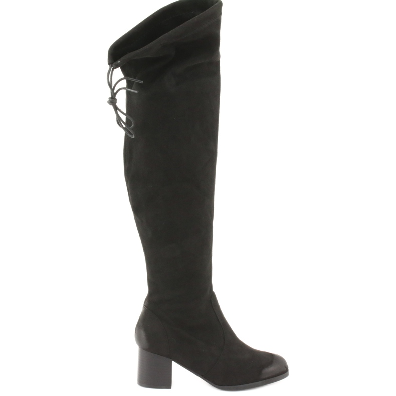 M.Daszyński Overknee-Stiefel aus schwarzem Wildleder 1715