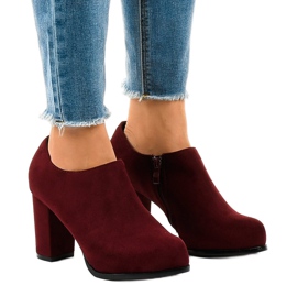 Ankle Boots aus kastanienbraunem Wildleder mit JM-9-Reißverschluss rot