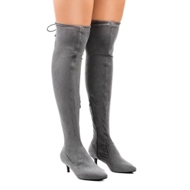 Wildlederstiefel für Damen auf einem L6838-Pin grau