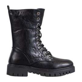 SHELOVET Schwarze Glany Stiefeletten