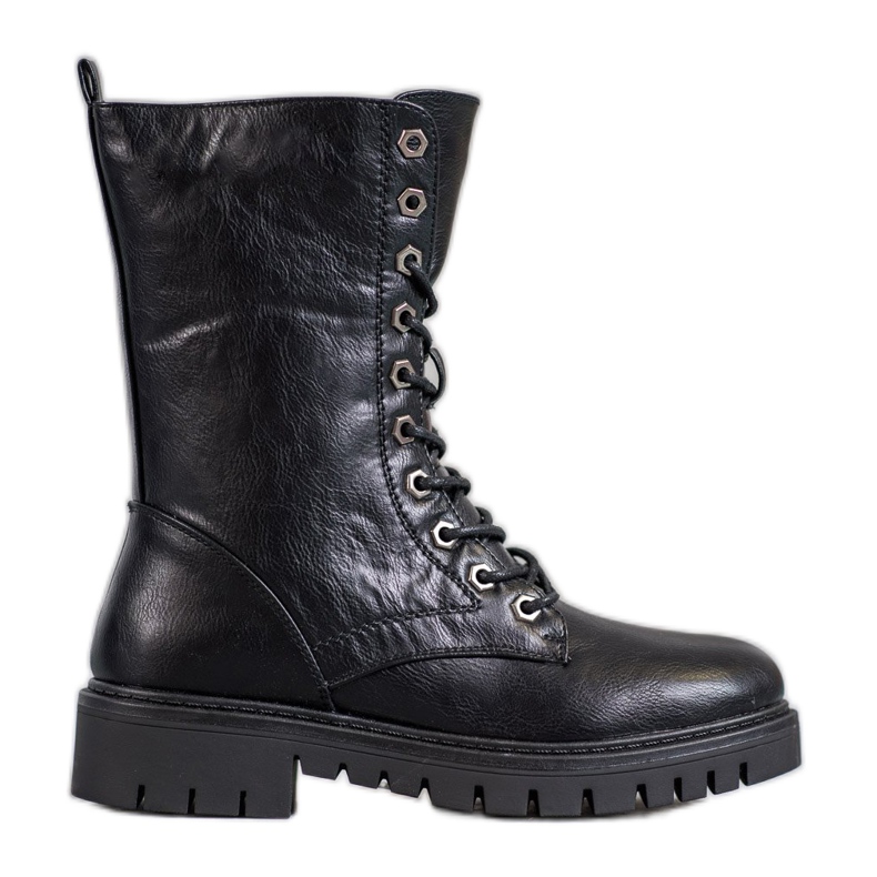 SHELOVET Schwarze Glany Stiefeletten