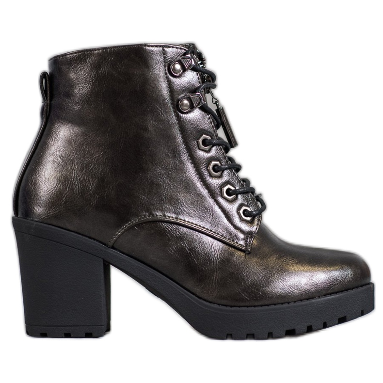 M.Daszyński Metallische Booties auf einem Pfosten grau