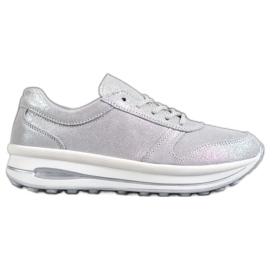 Lederschuhe mit VINCEZA Glitzer grau