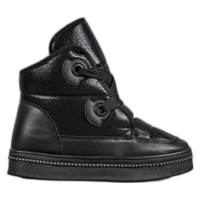 Weide Schwarze Schneestiefel