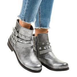 Graue Stiefel reich verziert LL179