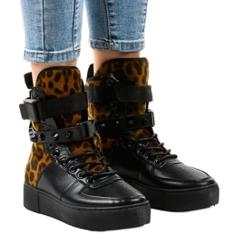 Schwarze flache Sneakers Y-205 mehrfarbig