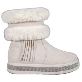 SHELOVET Schneestiefel mit Fransen braun