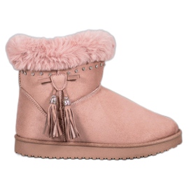 SHELOVET Mukluki mit Kristallen rosa