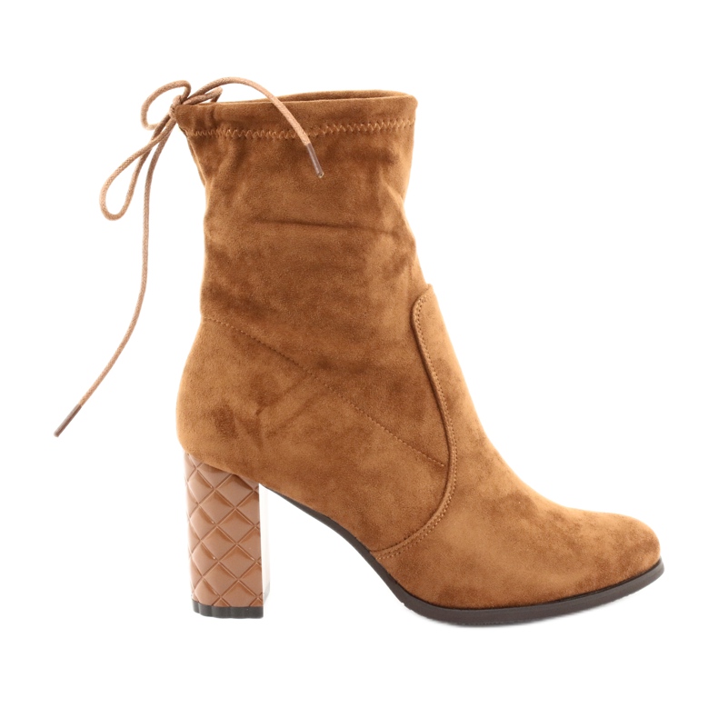 M.Daszyński Daszyński Wildlederstiefel auf einem dekorativen Ferse 154 Kamel braun