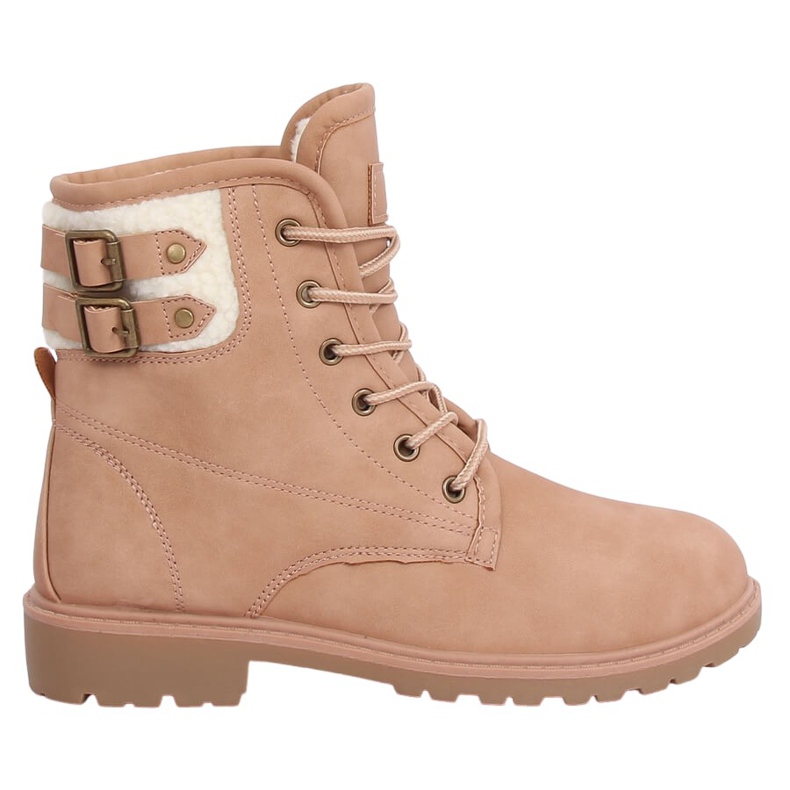 Damen Holzstiefel, beige und pink, 1120-PA Pink rosa