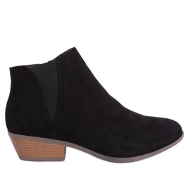 Schwarze Schuhe mit niedrigem Absatz W06-17 Black Suede
