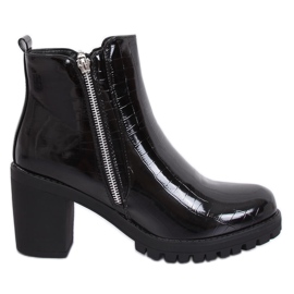 Schwarz lackierte Chelsea Boots DA37P Schwarz