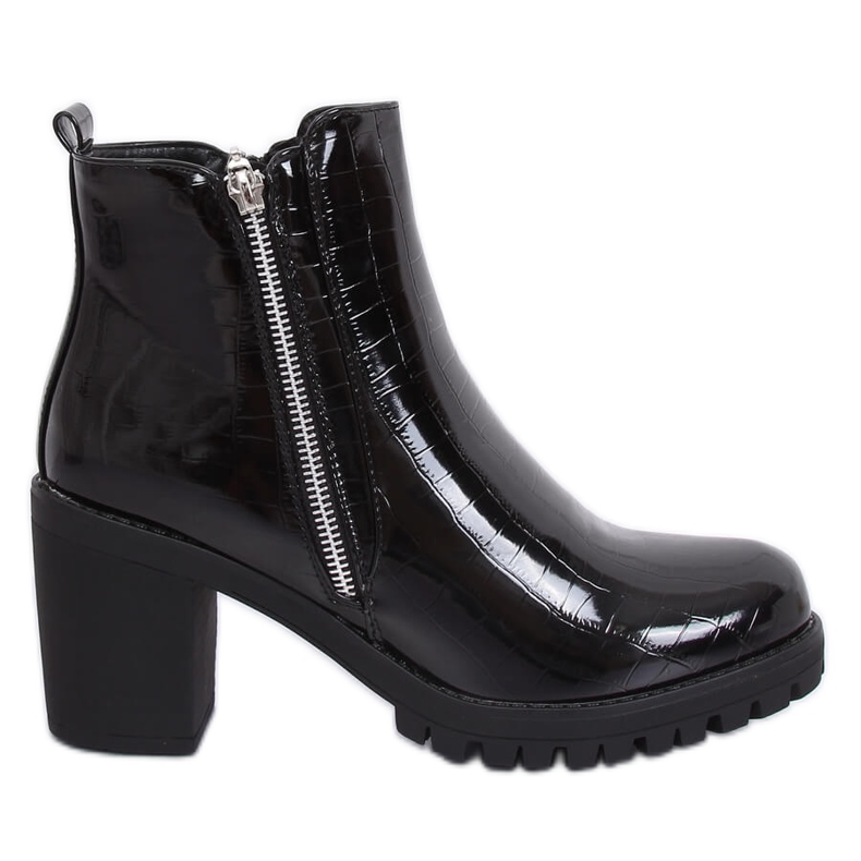 Schwarz lackierte Chelsea Boots DA37P Schwarz