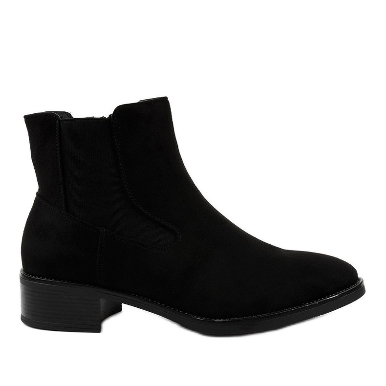 Schwarze flache Stiefel für Damen 1552