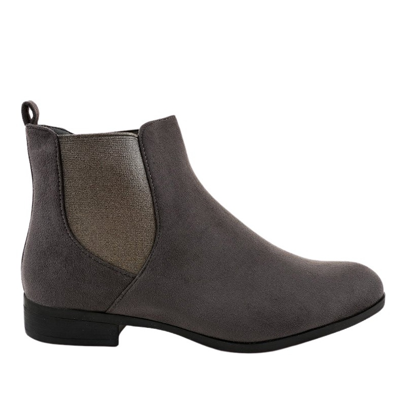 Flache Stiefel aus Wildleder in Grau mit Gummizug 100-917BO