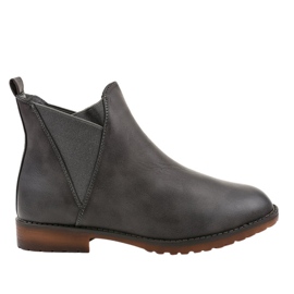 Graue flache Stiefeletten mit Gummizug W360