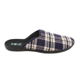 Hausschuhe Herren Adanex karierte Hausschuhe braun marineblau