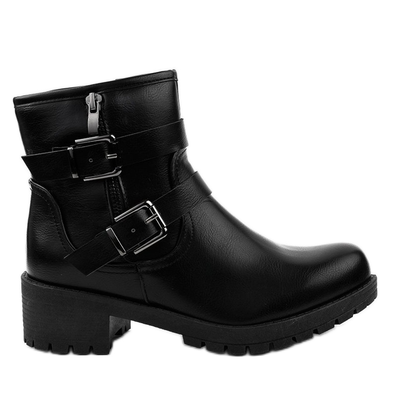 Schwarze Stiefel mit Schnallen 9996-5