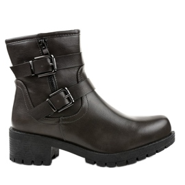 Graue Stiefel mit Schnallen 9996-5