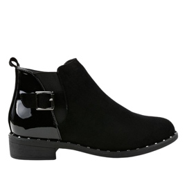 Schwarze flache Damenstiefelette mit HD-68-Schnalle