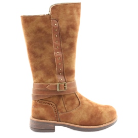 American Club GC31 lange Stiefel mit Strasssteinen braun