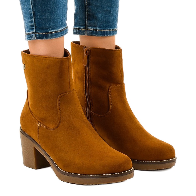 Braune Wildleder High Heels 8B852