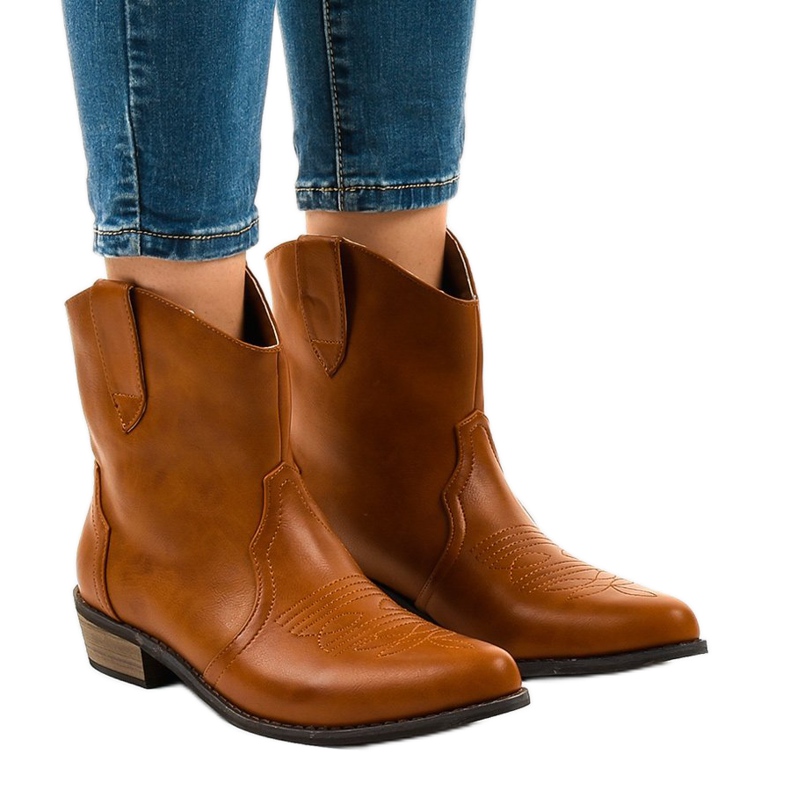 Camel Stiefeletten für Damen 928-1 flache Cowboystiefel braun