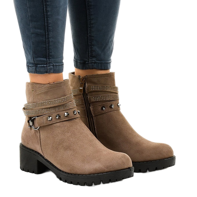 Grüne Stiefel mit hohen Absätzen aus Wildleder L3058-29 mehrfarbig